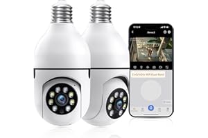 DYPCO 2K Light Bulb Security Camera Wireless Outdoor,AI Motion Detection Cameras for Home Security Outside,2.4G/5GHz WiFi Bulb Camera,Color Night Vision, Auto Tracking,Security Camera Work with Alexa,2 Pack
