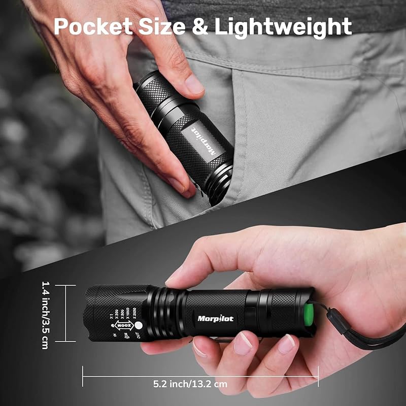 Lanterna Tática e UV 2 em 1, lanterna LED 5000LM, lanterna militar, luz UV com 4 modos, zoom in/out, 395nm, alumínio, anti-queda, IPX4 impermeável, 3 pilhas incluídas