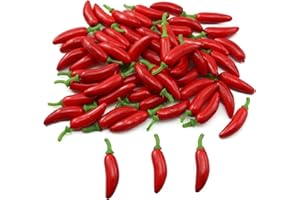 XGNG 60PCS Red Simulation Artistic Lifelike Red Pepper Plastic Fake Vegetable Fake Hot Chili Peppers for Photographic Props, Home Kitchen Table Decoration, Cabinet Origin