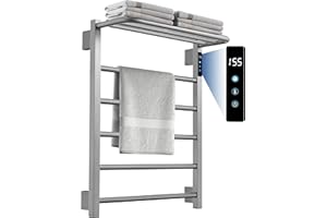 KOOTTI Heated Towel Racks for Bathroom, Hot Towel Warmer 5 Bars with 24hr Timer Stainless Steel Wall Mounted Electric Towel Warmers for Bathroom (Brushed Nickel, 5-Bar)
