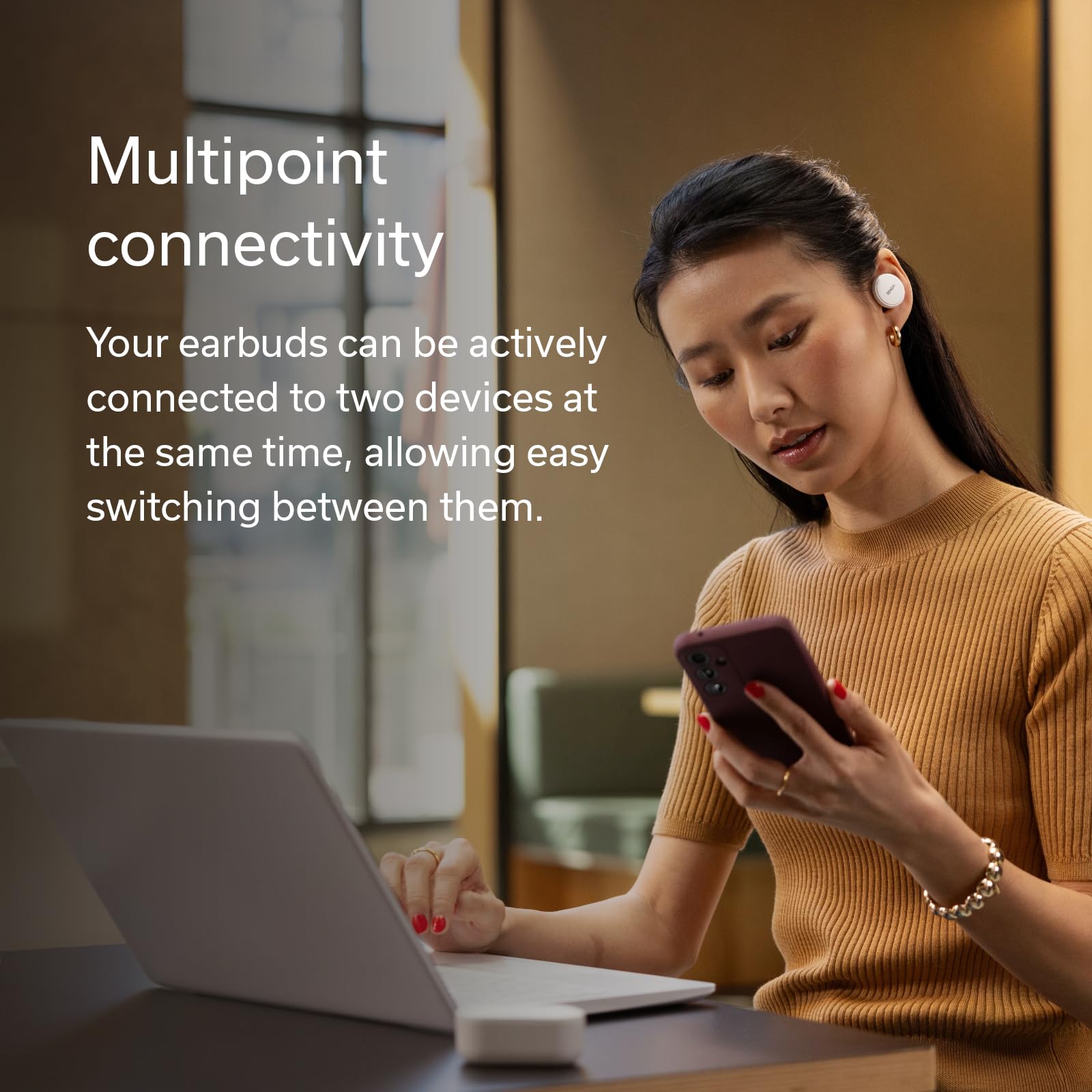 Denon PerL Pro True Wireless Earbuds - Adaptive Active Noise Cancelling, Personalized Sound with Masimo Adaptive Acoustic Technology, Spatial Audio, Long-Lasting Battery, Wireless Charging, Black