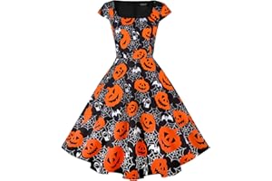 PUKAVT Women's Cocktail Party Dress Cap Sleeve 1950 Retro Swing Dress with Pockets