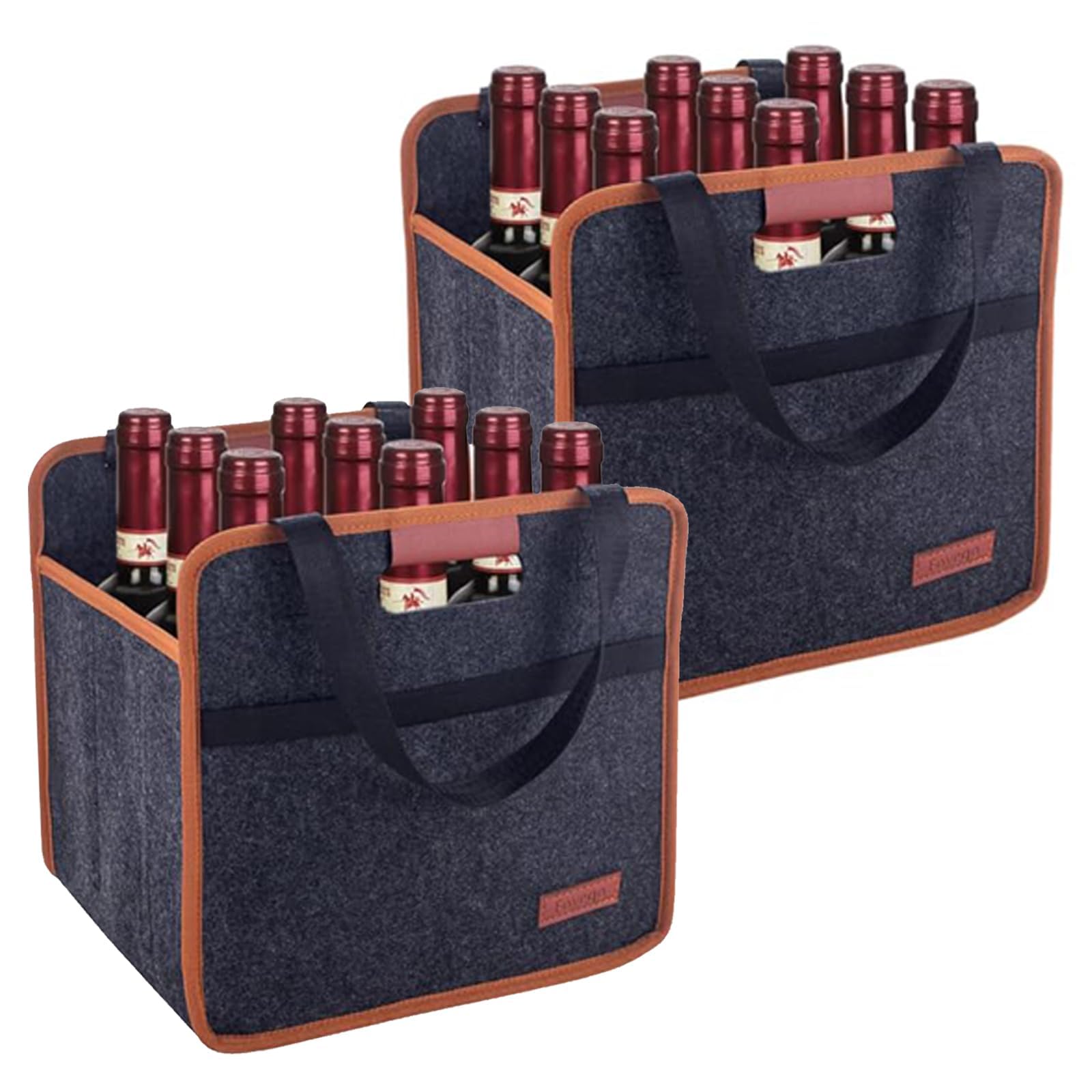 Foyego 2 Pack 9 Bottle Wine Tote Bag, Insulated