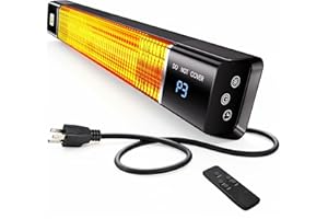 AKIRES Patio Heater,1500W Outdoor Heaters,Wall Mounted Electric Heater With Remote,24H Timer,Overheat Protection,3 Heat Levels,Waterproof,Infrared Heater For Indoor,Garage,Backyard,Porch,Basement Use,Black