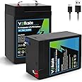 6V 7Ah LiFePO4 Lithium Battery 2 Pack, 6 Volt USB-C Rechargeable Lithium Iron Phosphate Battery, 2000+ Cycles, for Ride On Toy, Lantern, Deer Game Feeder, Emergency Light, Alarm System (F1 Terminal)