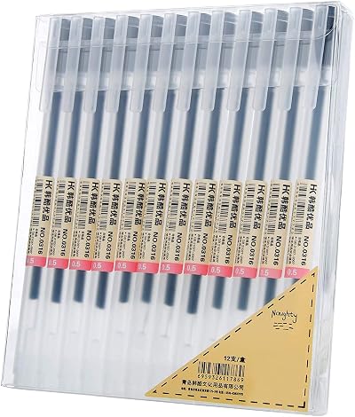 ABEIER XSG Black Gel Pens 0.5mm Extra Fine 12 Packs Office Stationery