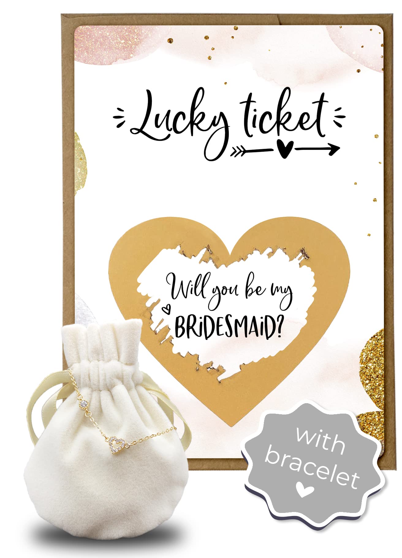 Jolicoon Will you be my bridesmaid scratch card with bracelet and craft envelope - Bridesmaid bracelet