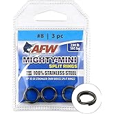 AFW Mighty Mini Fishing Split Rings, Sizes #1-8, 24lb-230lb, Up to 100pcs | Stainless Steel or Gunmetal Black Finish, 3x Stronger than Brass Swivels, Superior Holding Power for Fisherman &amp; Outdoorsman,