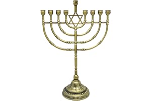 Ner Mitzvah Traditional Bronze Candle Menorah - Chanukah Candles - 9" High