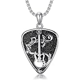 POTOPYY Guitar Necklace Sterling Silver Music Necklaces Jewelry Gifts for Guitar Lovers Women Valentines Day for Dad Husband Men Father Son Christmas Anniversary Graduation