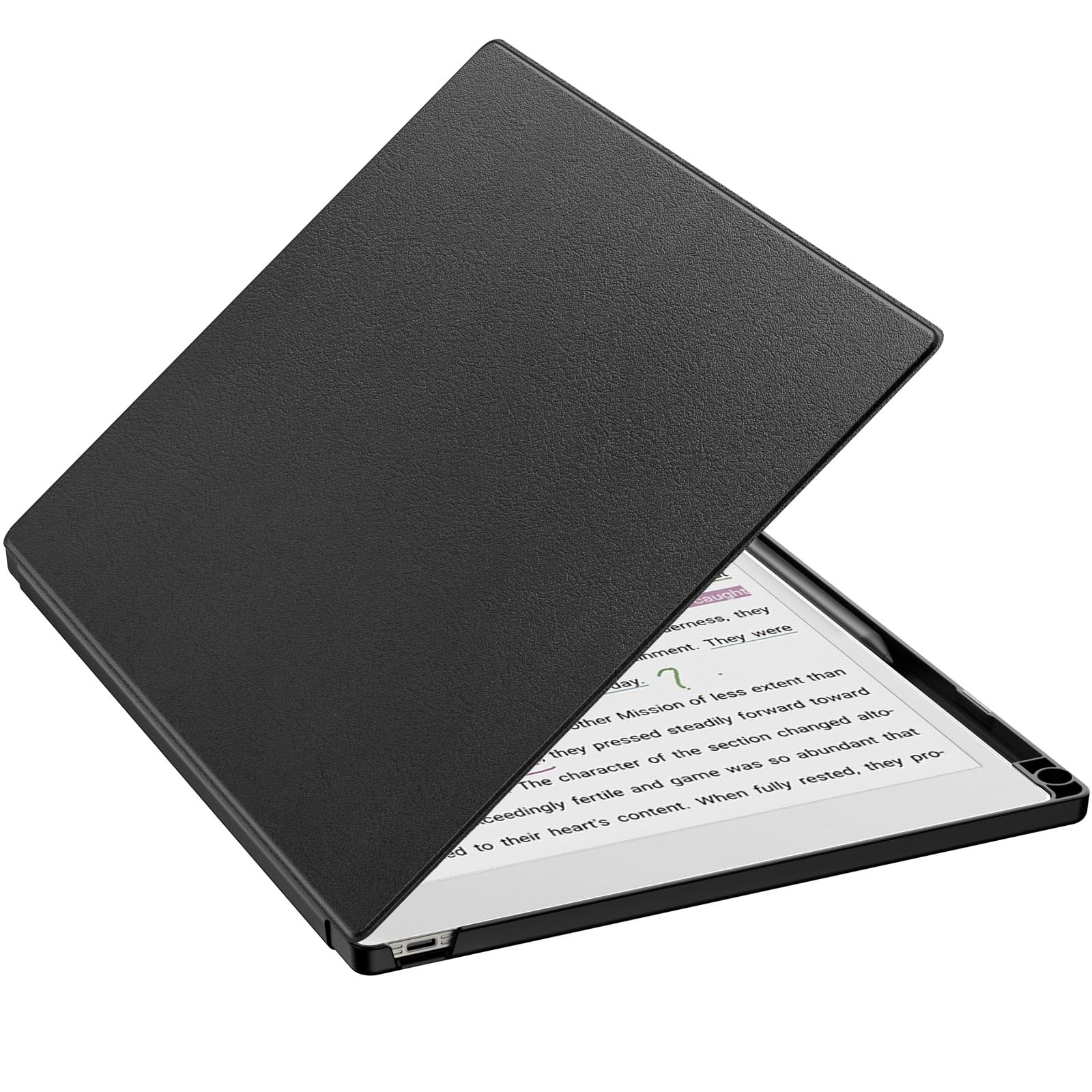 MoKo case for Remarkable Paper Pro 2024 11.8", Lightweight and Hard Back Shell Protective Case with Built-in Pen Holder, Auto Sleep/Wake for Remarkable Pro 11.8", Black