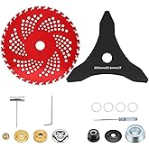 HK 9" x36 Teeth Carbide Tipped Blades & 3 Teeth Brush Cutter Blade, Weed Eater Blades Metal with Universal Adapter Kit, for 1