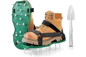 Lawn Aerator Shoes, Upgrade 2''Heavy Duty Spike Shoes with Hook&Loop Straps, Free-Installation Grass Aerator Lawn Tool One Si