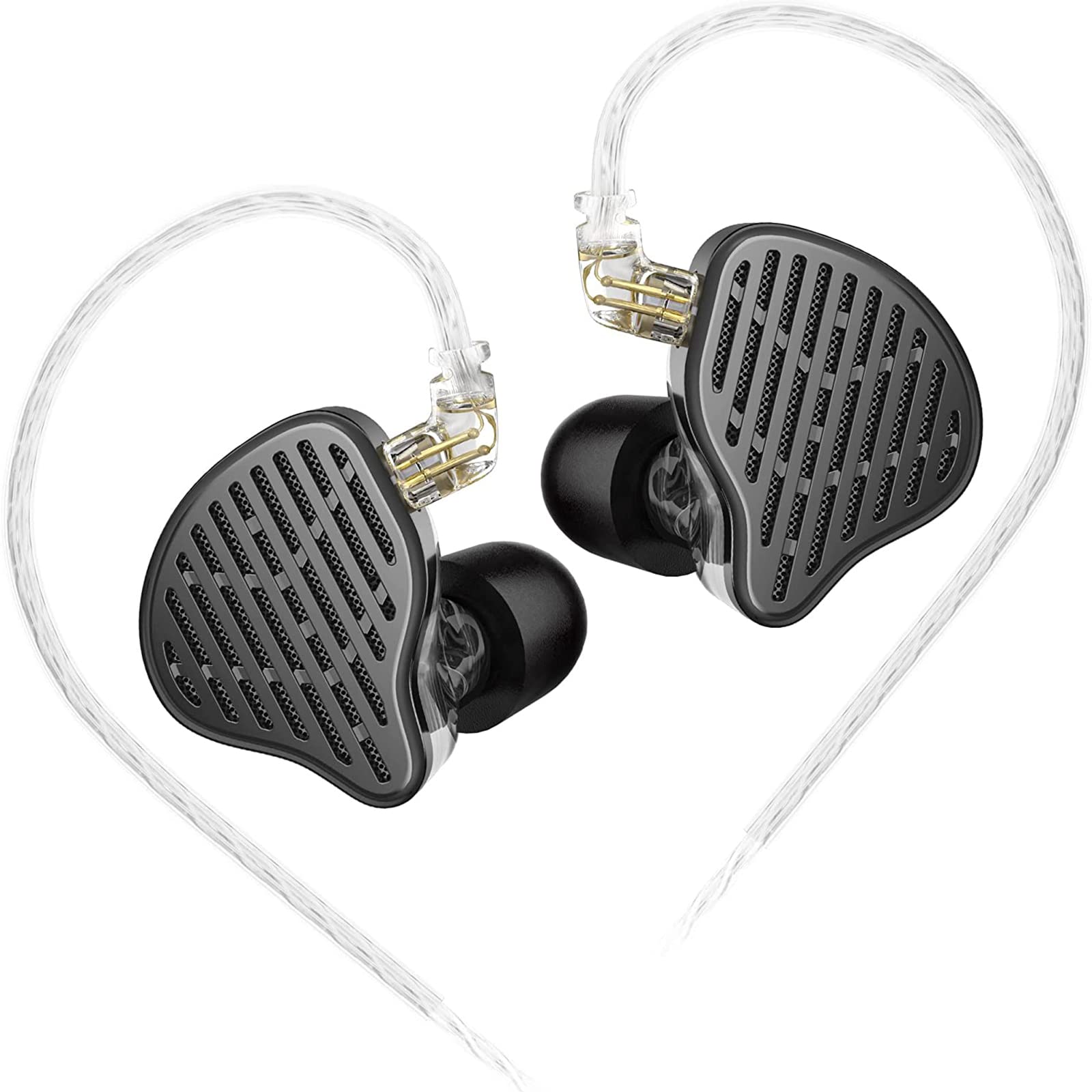 Linsoul KZ x HBB PR2 13.2mm Planar Driver In Ear Monitor, HiFi IEM Earphones with N52 Magnet Array, Nanoscale Diaphragm, Detachable 0.75mm 2 Pin Silver-plated OFC Cable for Gaming (Black, Without Mic)