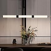 Black Chandeliers for Dining Room, Dimmable Kitchen Island Lighting, Linear Pendant Light, Modern LED Chandelier Light Fixtur