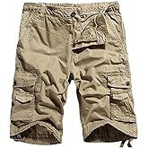 Leward Men's Cotton Loose Fit Twill Cargo Shorts Outdoor Wear Lightweight for Men