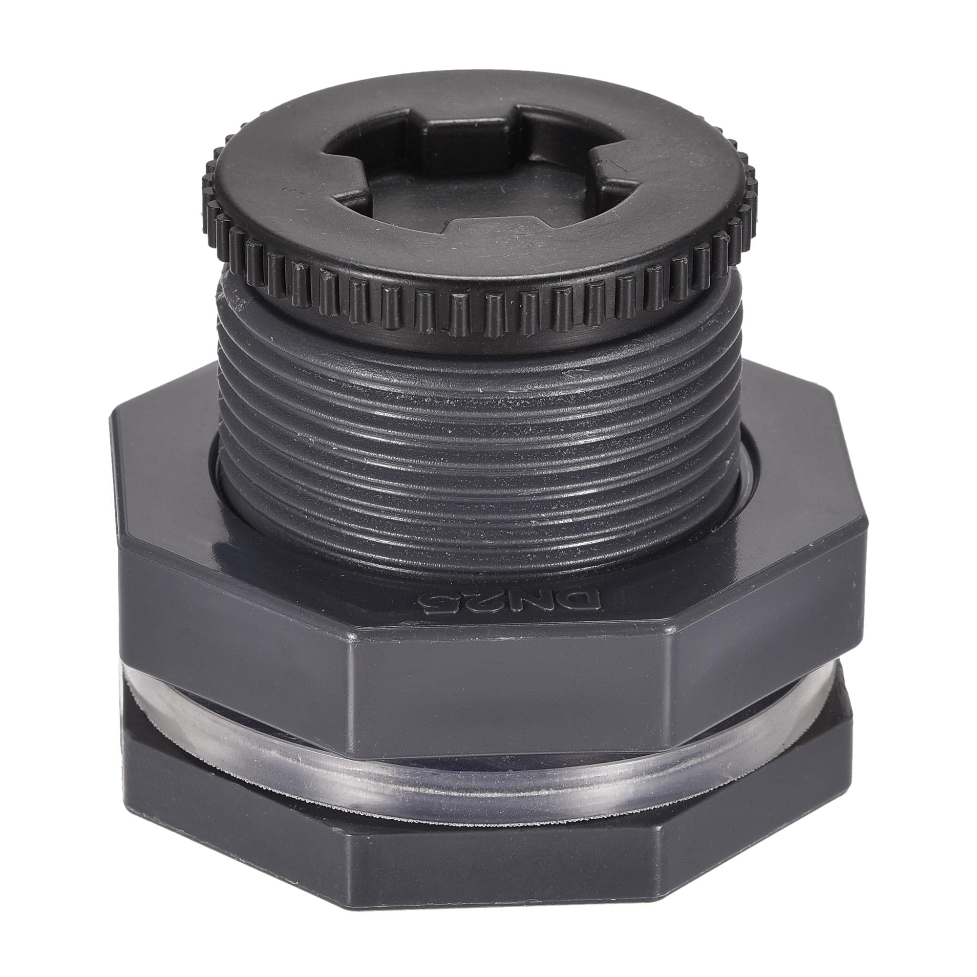 sourcing map PVC Bulkhead Tank Adapter with Plug Fitting G1 Thread for Rain Buckets Water Tanks 1 Set