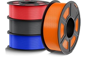TECBEARS PETG Filament 1.75mm, 3D Printer Filament PETG Filament Bundle 4-Color, Strong Toughness, 4 * 1KG(1320M) Filament High Precision, Dimensional Accuracy ±0.02mm, Blue+Red+Orange+Grey