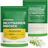NAD Supplement with Nicotinamide Riboside - Resveratrol,Liposomal Nicotinamide Riboside,Quercetin - High Purity NAD Supplement for Anti-Aging, Focus, Energy 160 Capsules (2 Bag)