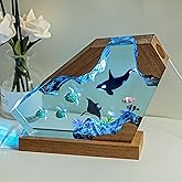 Orca Ocean Resin Lamp - Handmade Resin Night Light with USB Port, Variable Lights, Marine Biology Gifts for Women and Men, Ocean Enthusiast Collectibles, Unique Birthday Gifts for Him & Her (6"x4")