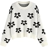 CIDER Floral Cozy Sweaters for Women Trendy Long Sleeve Cute Fall Outfits Casual Knit Pullover Sweater Fashion Clothes
