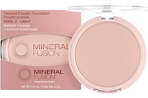 Mineral Fusion Pressed Powder Foundation - Matte Finish Face Powder for Fair-Medium Skin with Pink/Red Undertones - Age Defying Natural Makeup - Talc Free, Vegan, Hypoallergenic (Cool 2)