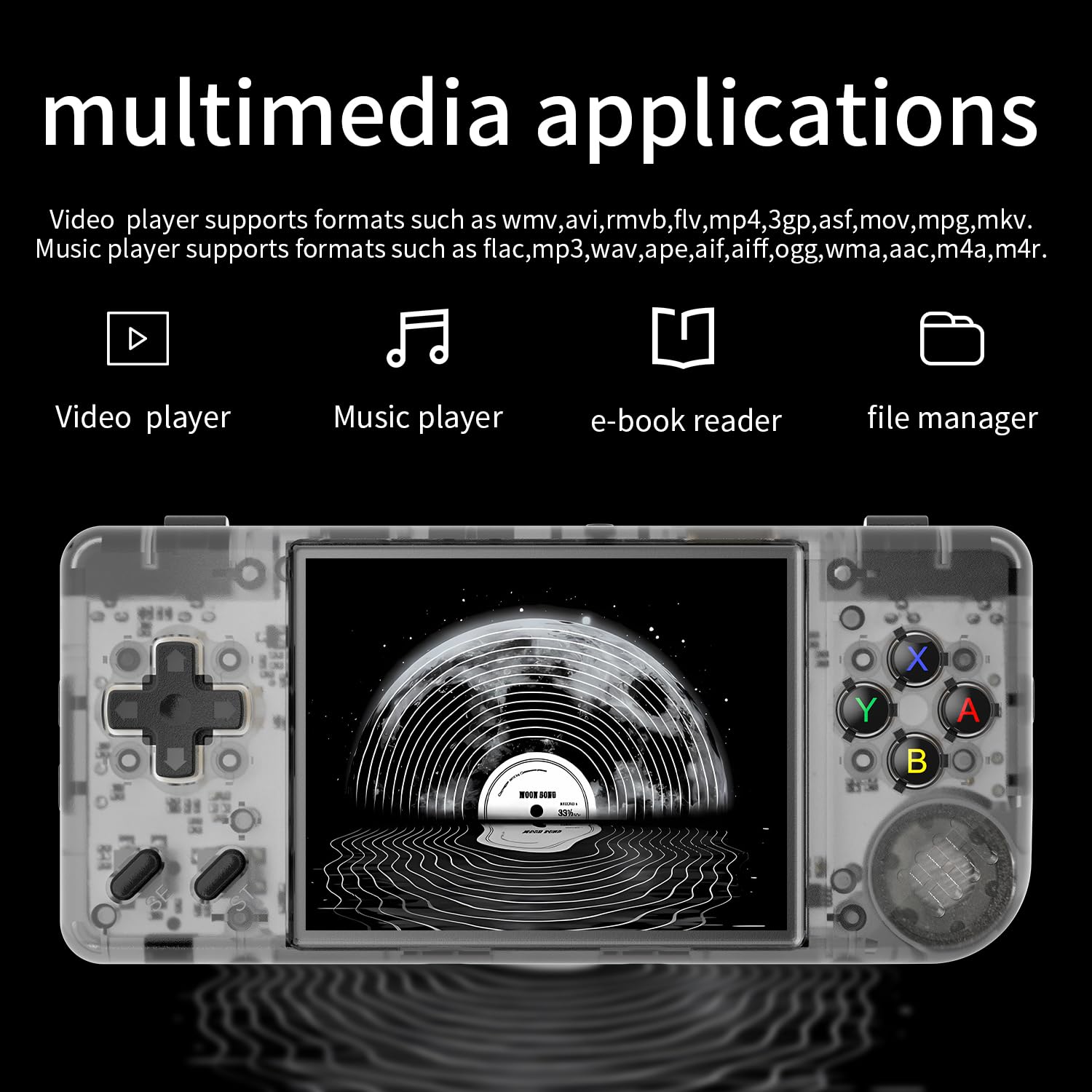RG28XX Handheld Game Console Retro 2.83-inch Screen Video Game Player 64G TF Card Preinstalled 5000+ Games 3100mAh Battery(Black Transparent)