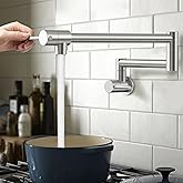 KES Pot Filler Faucet with Heat-Resistant Cartridge, 25.6" Over Stove Pot Filler Brushed Nickel, Kitchen Wall Mount Faucet with 360° Swing Arm, Stainless Steel, NSF Certified, KN926S24LFF18-BS