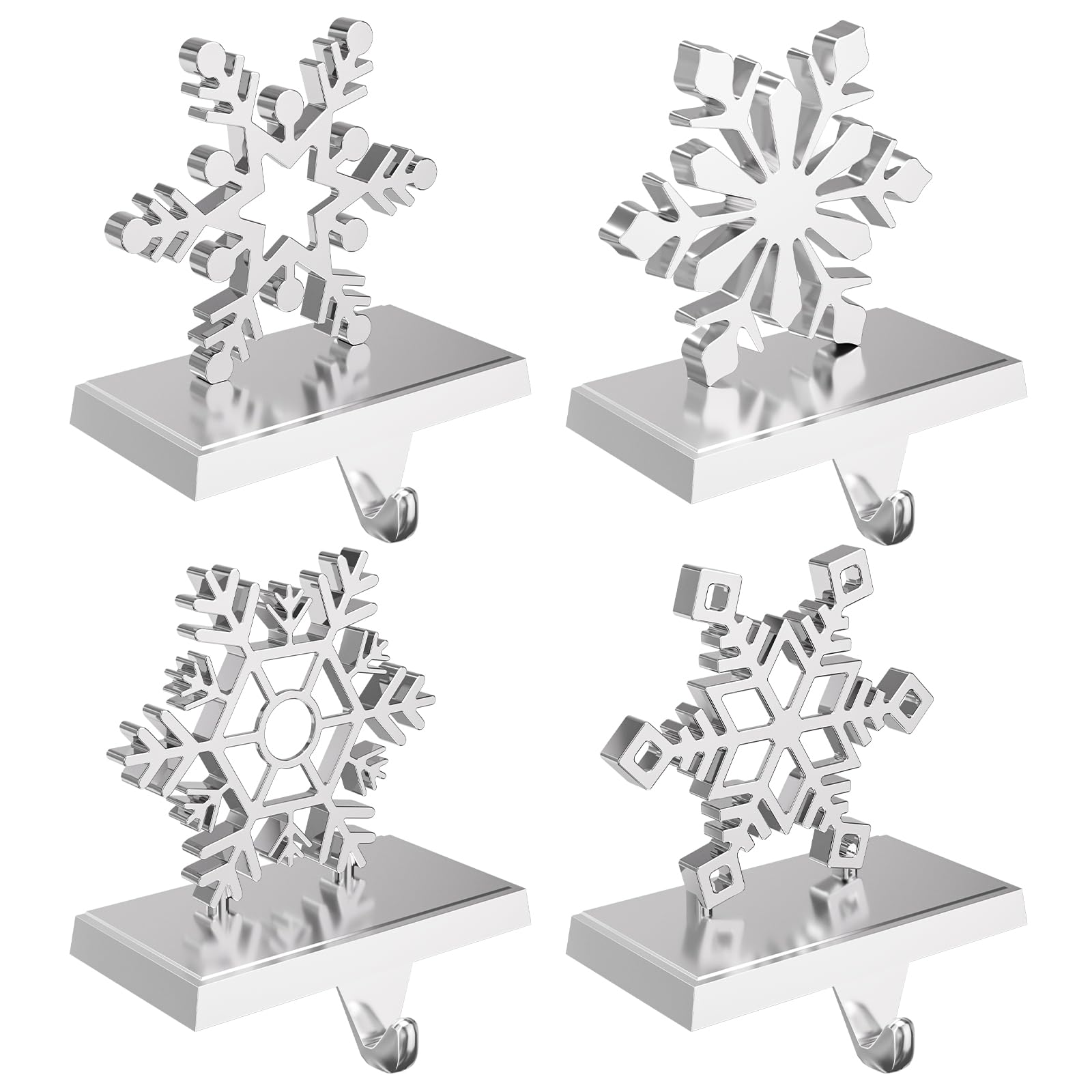 Photo 1 of Homyplaza Christmas Stocking Holders for Mantle Weighted Metal Stocking Hangers Hooks for Fireplace Christmas Decorations (Set of 4)