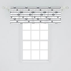 Ambesonne Navy Window Valance, Ship Boat Sea Life