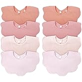 EllieHouse Baby Bibs for Girls Boys 8 Pack Muslin Drool Teeth Drooling Teething Bibs Muslin Cotton for Toddler Infant