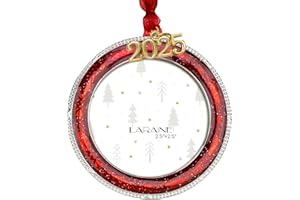 LARAINE Christmas Tree Ornaments – Decorative Hanging 2025 Holiday Keepsake Gift Pendant with 2.5” Photo Frame Insert for Pic
