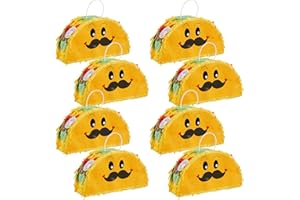 WGXX 8 Pack Mini Pinata Mexico Taco Piñatas for Cinco De Mayo Party Fiestas Piñatas Birthday Celebrate Party Decoration Fun Taco Tuesday Event, 6 x 2 x 3.5 Inches