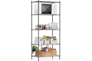 ALVOROG 5 Tier Shelves for Storage Shelving Units and Storage Heavy Duty Metal Storage Shelf Wire Rack Shelving Adjustable Kitchen Shelf Garage Pantry Storage Racks and Shelving(23.2x13.4x59.1in)