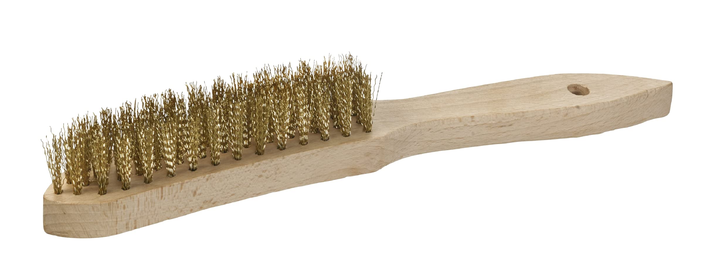 KWB Premium Brass Wire Brush with Wooden Handle, Durable, Length 275 MM, Ideal for Cleaning TASKS in The Household and Workshop