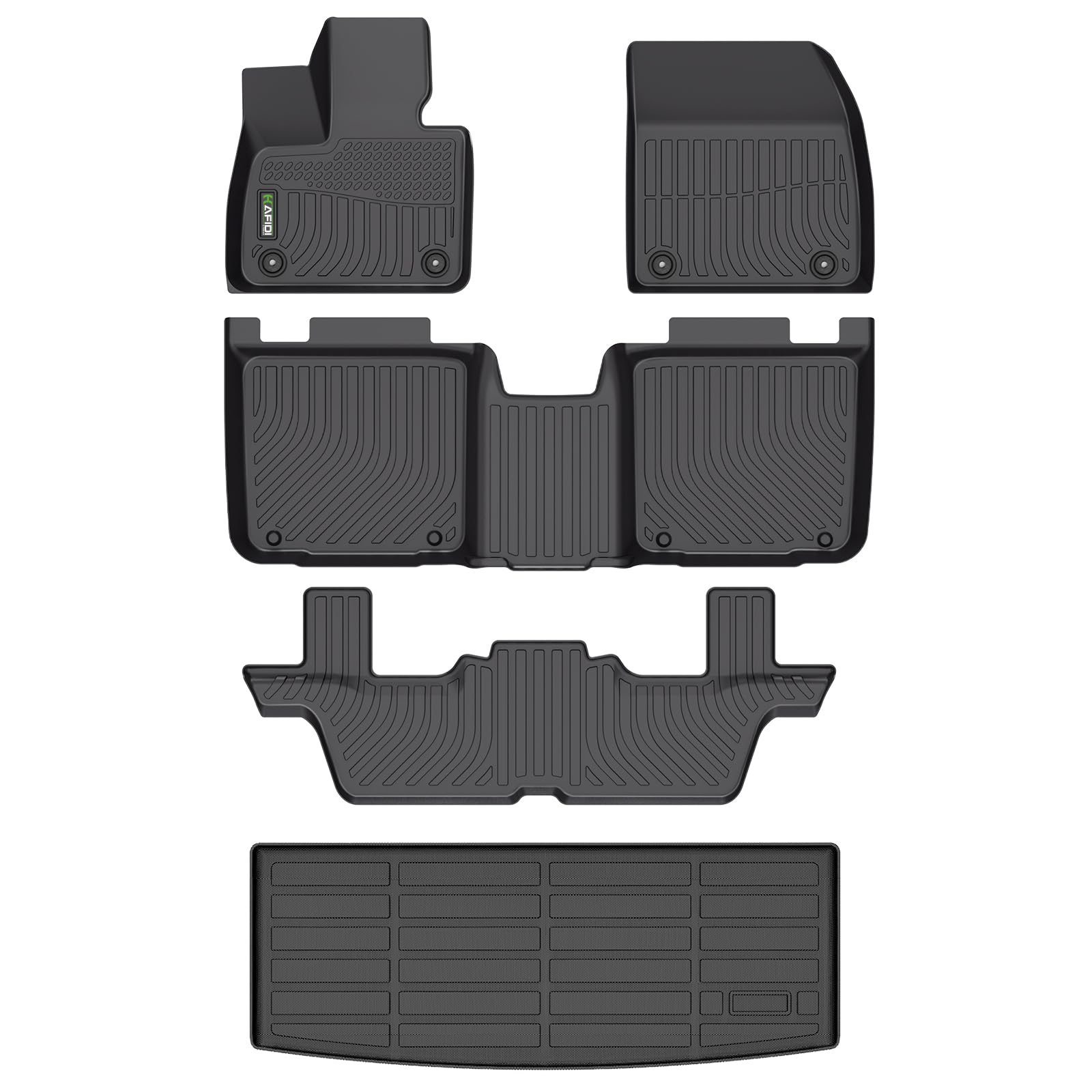 HAFIDI® Floor Mats & Cargo Liner Set Fit for 2023 2024 2025 Vinfast VF9 7 Seats（not 6 Seats） All Weather Protection TPE Anti-Slip Automotive Full Set Floor Liners Custom Accessories - Black Image