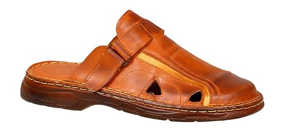 title=Comodi Sandali Scarpe Ortopediche Uomo Vera Pelle Bufalo Modello-809