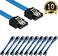 SUBANG 10 Packs 18 Inches SATA III 6.0 Gbps Data Cable with Locking Latch Blue