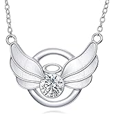 Plesitep Angel Wings Necklace 925 Sterling Silver Angel Wing Pendant Necklace for Women Wings Necklace Valentines Day Gifts