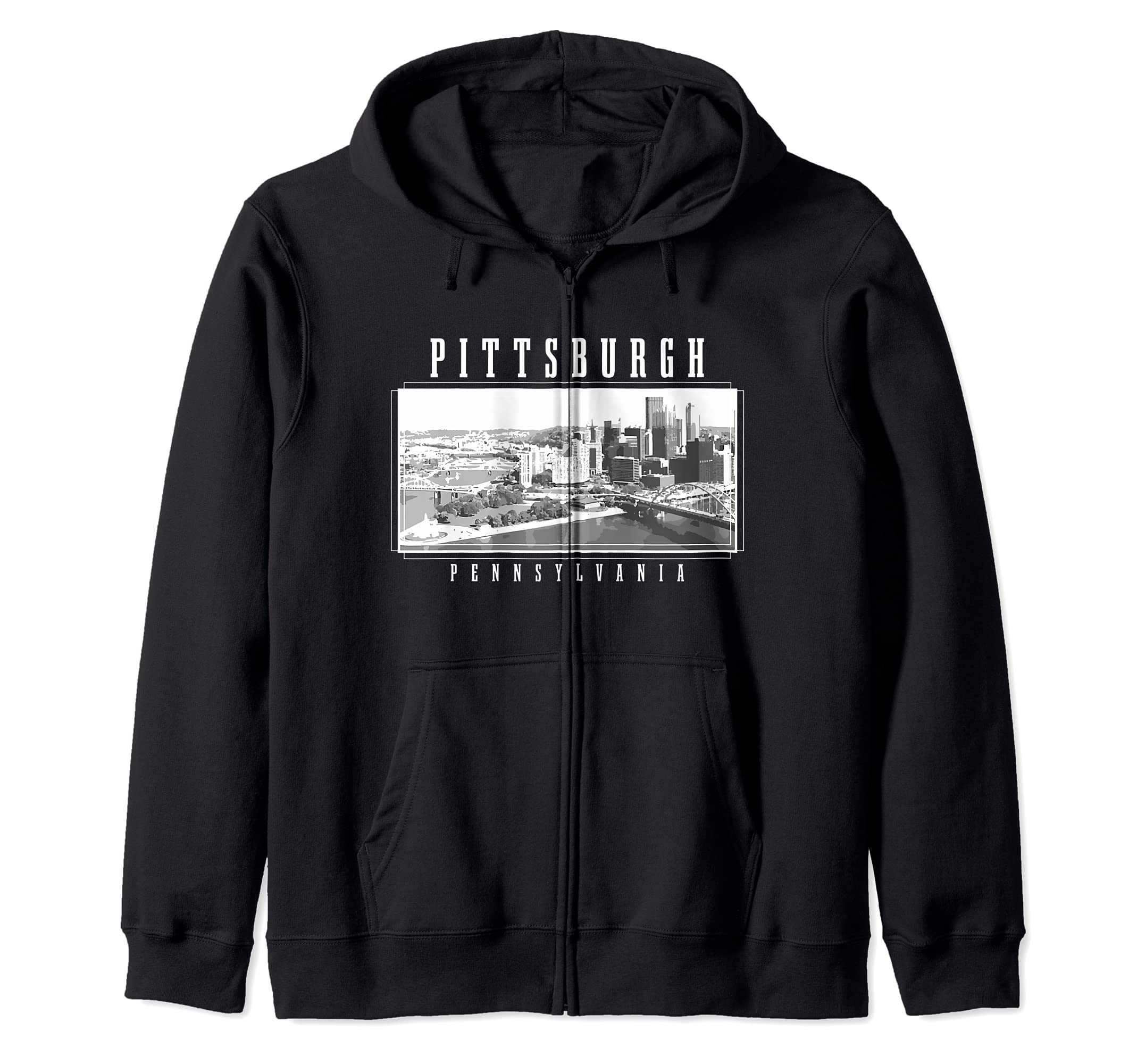 Pittsburgh Pennsylvania Vintage Skyline Vintage Pittsburgh Zip Hoodie