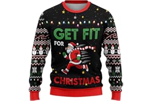 Funny Ugly Christmas Sweater for Women - Get Fit for Christmas Unisex Crewneck Sweatshirt for Men Women BG1774