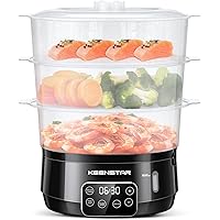 13.7QT Electric Food Steamer for Cooking, Vegetable Steamer with 3 Tiers BPA-Free Baskets, Digital Steamer with Appointment, 
