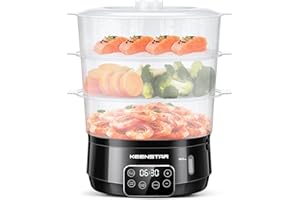 13.7QT Electric Food Steamer for Cooking, Vegetable Steamer with 3 Tiers BPA-Free Baskets, Digital Steamer with Appointment, 