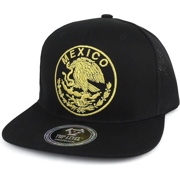 Trendy Apparel Shop Mexico Cities Snapback Cap - Oaxaca Gold Eagle Embroidered Flat Bill