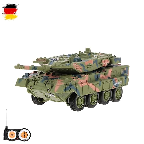 HSP Himoto German Leopard 2A7 - RC Mini Ferngesteuerter Panzer mit Schusssimulation Sound, Beleuchtung, Modell-Maßstab, Kompl