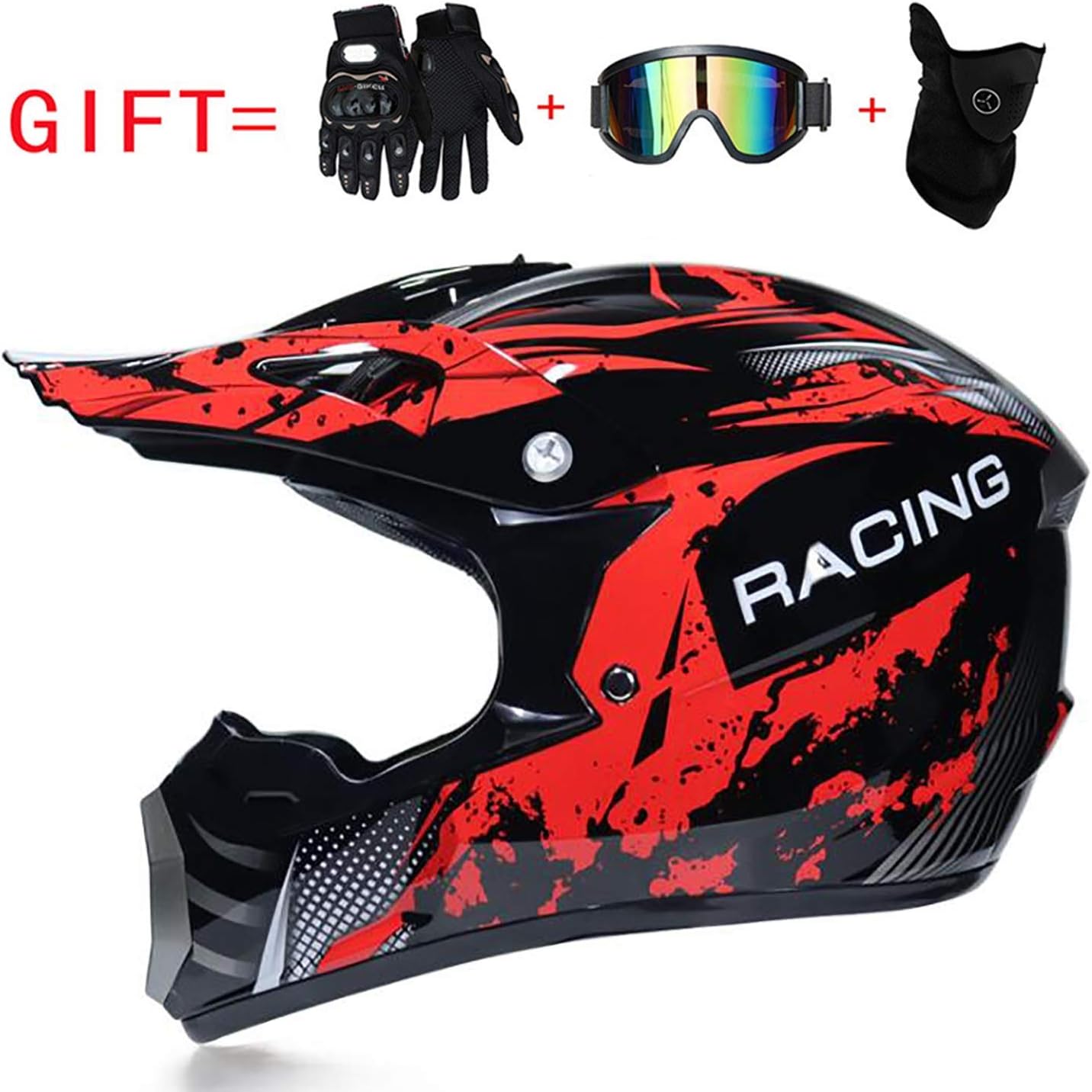 Motocross Kids Children Helmet- ECE certification Youth Quad Crash DH Full Face Off Road Downhill Dirt Bike MX ATV Motorbike Helmet for Boy Girls,XL