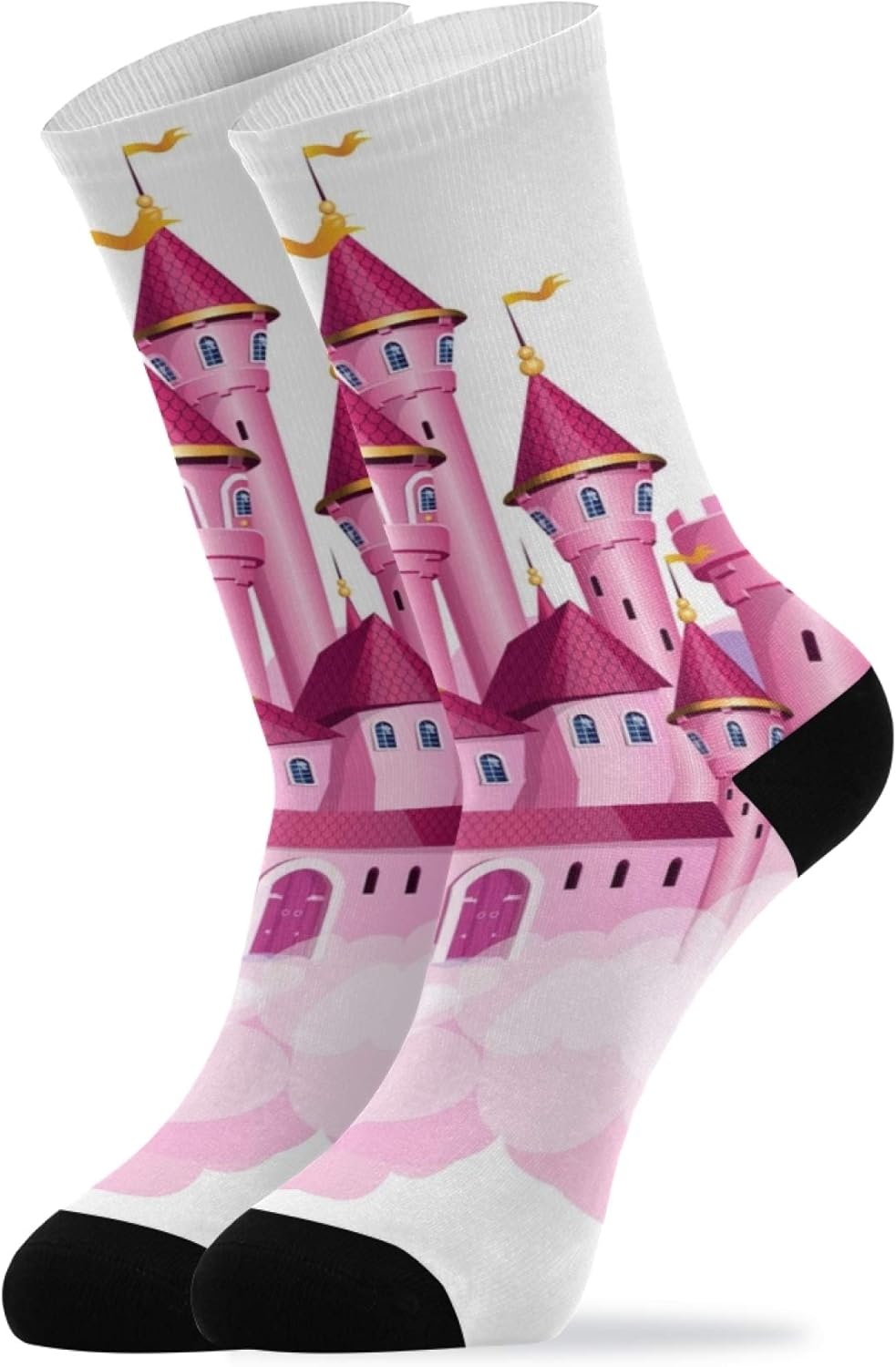 Fun Socks Pink Princess Queen Castle Cute Fun Socks Fun