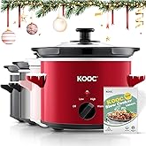KOOC Small Slow Cooker, 2 Quart, Free Liners Included for Easy Clean-up, Upgraded Ceramic Pot, Adjustable Temp, Nutrient Loss