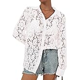 Wyeysyt Lace Blouse for Women Sheer Lace Long Sleeve Top Elegant Dressy Shirt Ladies Tops and Blouses