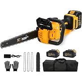 12" Electric Chainsaw Cordless, 20V Battery Powered Cordless Chain Saw, Chainsaw with 2 x 4.0Ah Lithium ion Battery and Charger for Wood Cutting, Tree Saw Trimming and Branch Pruning